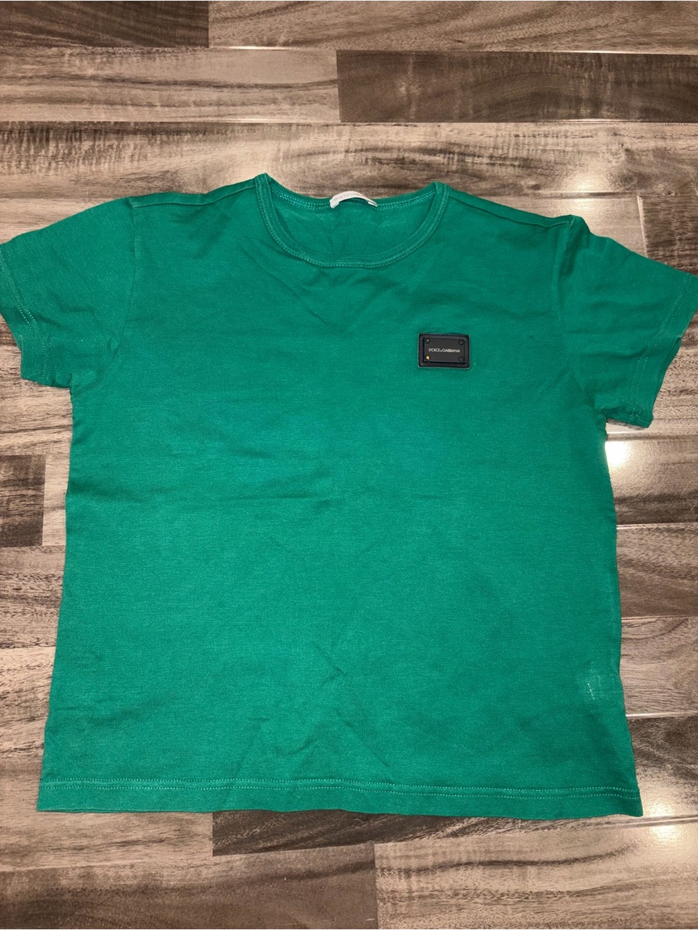 Dolce&Gabbana Green Short Sleeve Tee with Chest Patch kids
